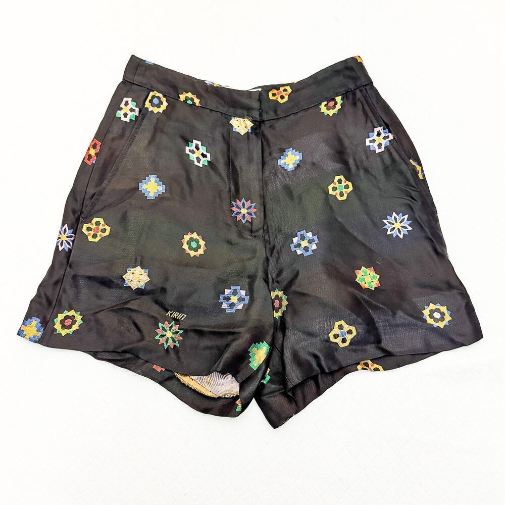 Kirin Peggy Gou Black Embroidered Shapes Dress Shorts Mini Size 40